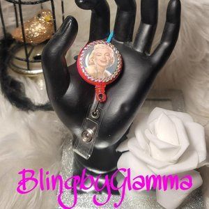 Bling Glam Rhinestone Marilyn Monroe ID Badge Holder Lanyard